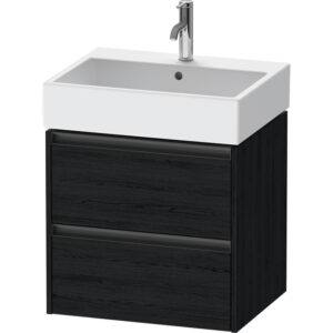 Duravit Ketho 2 wastafelonderbouwkast - 2 laden - 58.4x46x54.9cm - grepen antraciet - eiken zwart mat K25275016160000