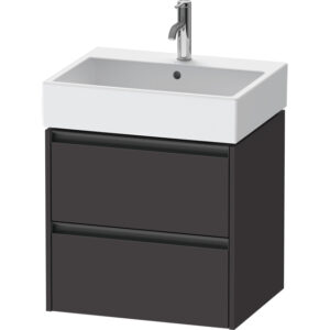 duravit ketho 2 wastafelonderbouwkast 2 laden 58.4x46x54.9cm grepen antraciet grafiet supermat sw772980