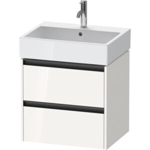 Duravit Ketho 2 wastafelonderbouwkast - 2 laden - 58.4x46x54.9cm - grepen antraciet - hoogglans wit K25275022220000