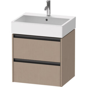 Duravit Ketho 2 wastafelonderbouwkast - 2 laden - 58.4x46x54.9cm - grepen antraciet - Linnen mat K25275075750000