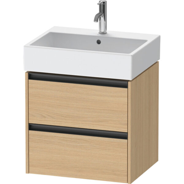 duravit ketho 2 wastafelonderbouwkast 2 laden 58.4x46x54.9cm grepen antraciet natuur eiken mat sw772803