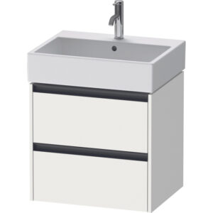 Duravit Ketho 2 wastafelonderbouwkast - 2 laden - 58.4x46x54.9cm - grepen antraciet - wit mat K25275018180000