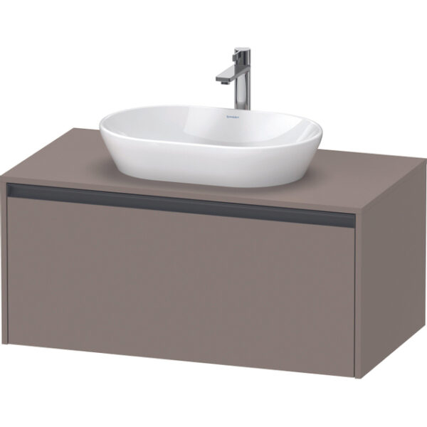 Duravit Ketho 2 wastafelonderbouwkast incl. consoleplaat met 1 lade 100x55x45.9cm met handgreep antraciet basalt mat K24886043430000