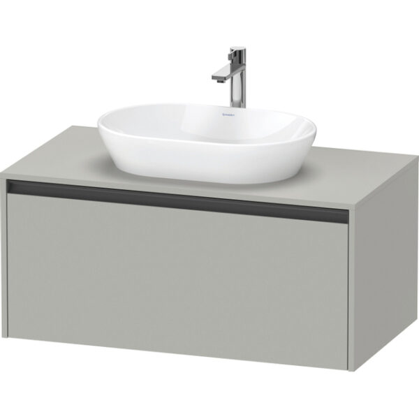 Duravit Ketho 2 wastafelonderbouwkast incl. consoleplaat met 1 lade 100x55x45.9cm met handgreep antraciet betongrijs mat K24886007070000