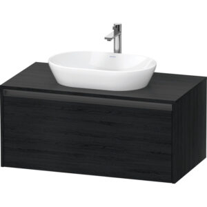 Duravit Ketho 2 wastafelonderbouwkast incl. consoleplaat met 1 lade 100x55x45.9cm met handgreep antraciet eiken zwart mat K24886016160000