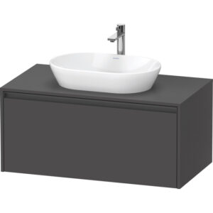 Duravit Ketho 2 wastafelonderbouwkast incl. consoleplaat met 1 lade 100x55x45.9cm met handgreep antraciet grafiet mat K24886049490000