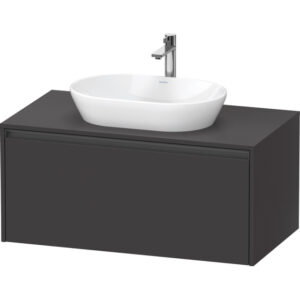 duravit ketho 2 wastafelonderbouwkast incl. consoleplaat met 1 lade 100x55x45.9cm met handgreep antraciet grafiet supermat sw772339