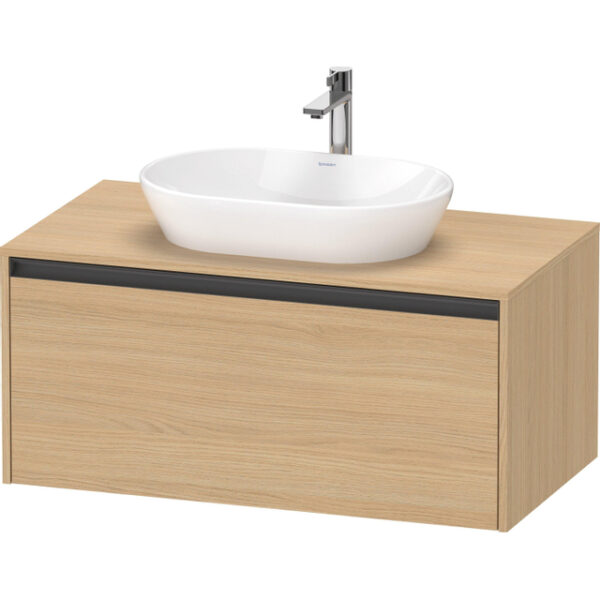 duravit ketho 2 wastafelonderbouwkast incl. consoleplaat met 1 lade 100x55x45.9cm met handgreep antraciet natuur eiken mat sw772062