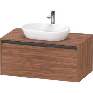 duravit ketho 2 wastafelonderbouwkast incl. consoleplaat met 1 lade 100x55x45.9cm met handgreep antraciet noten mat sw773075