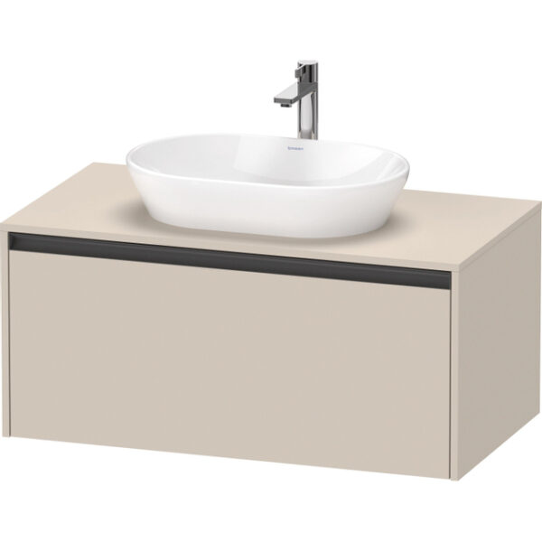 duravit ketho 2 wastafelonderbouwkast incl. consoleplaat met 1 lade 100x55x45.9cm met handgreep antraciet taupe supermat sw773132