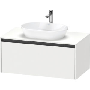 Duravit Ketho 2 wastafelonderbouwkast incl. consoleplaat met 1 lade 100x55x45.9cm met handgreep antraciet wit mat K24886018180000