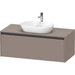 Duravit Ketho 2 wastafelonderbouwkast incl. consoleplaat met 1 lade 120x55x45.9cm met handgreep antraciet basalt mat K24887043430000