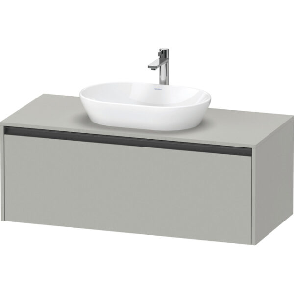 Duravit Ketho 2 wastafelonderbouwkast incl. consoleplaat met 1 lade 120x55x45.9cm met handgreep antraciet betongrijs mat K24887007070000