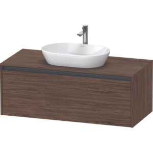 duravit ketho 2 wastafelonderbouwkast incl. consoleplaat met 1 lade 120x55x45.9cm met handgreep antraciet donker noten mat sw772271