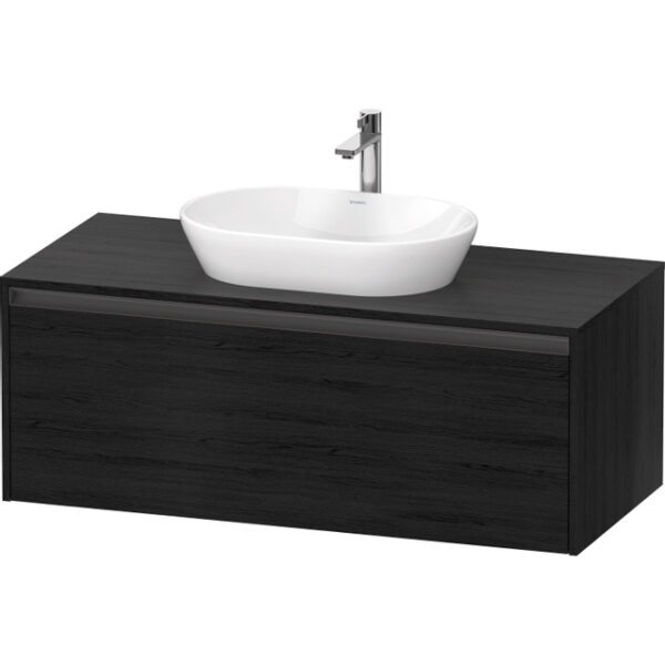 duravit ketho 2 wastafelonderbouwkast incl. consoleplaat met 1 lade 120x55x45.9cm met handgreep antraciet eiken zwart mat sw772829