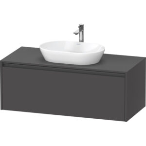 duravit ketho 2 wastafelonderbouwkast incl. consoleplaat met 1 lade 120x55x45.9cm met handgreep antraciet grafiet mat sw773114