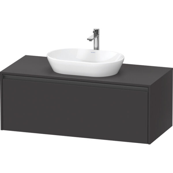 Duravit Ketho 2 wastafelonderbouwkast incl. consoleplaat met 1 lade 120x55x45.9cm met handgreep antraciet grafiet supermat K24887080800000