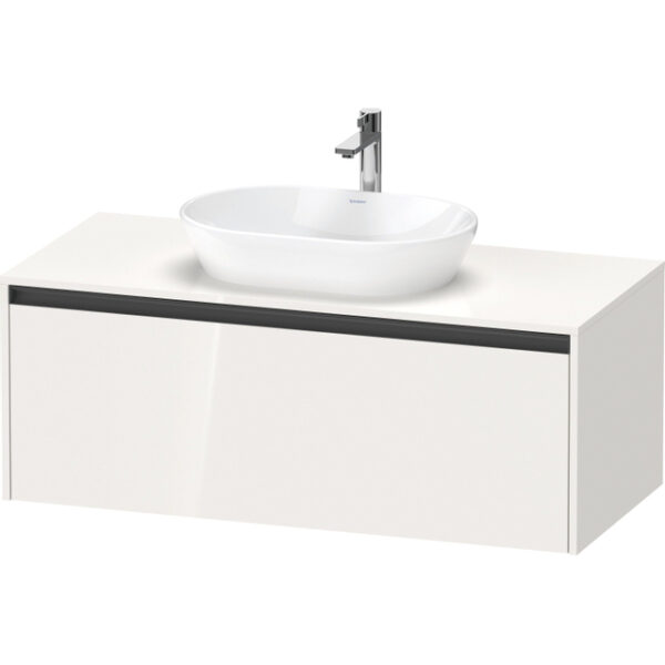 Duravit Ketho 2 wastafelonderbouwkast incl. consoleplaat met 1 lade 120x55x45.9cm met handgreep antraciet hoogglans wit K24887022220000