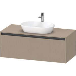 duravit ketho 2 wastafelonderbouwkast incl. consoleplaat met 1 lade 120x55x45.9cm met handgreep antraciet linnen mat sw773062