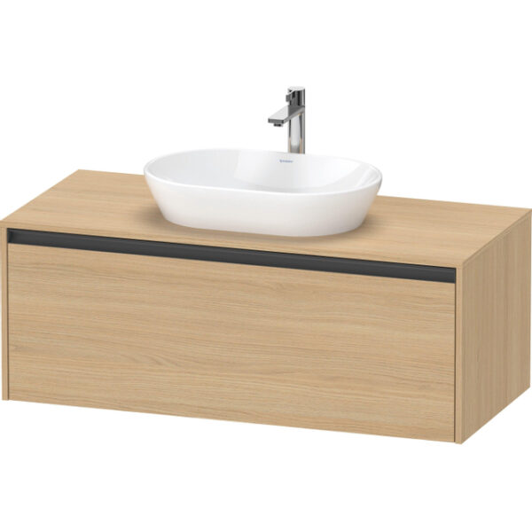 duravit ketho 2 wastafelonderbouwkast incl. consoleplaat met 1 lade 120x55x45.9cm met handgreep antraciet natuur eiken mat sw772783