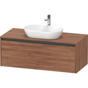 Duravit Ketho 2 wastafelonderbouwkast incl. consoleplaat met 1 lade 120x55x45.9cm met handgreep antraciet noten mat K24887079790000