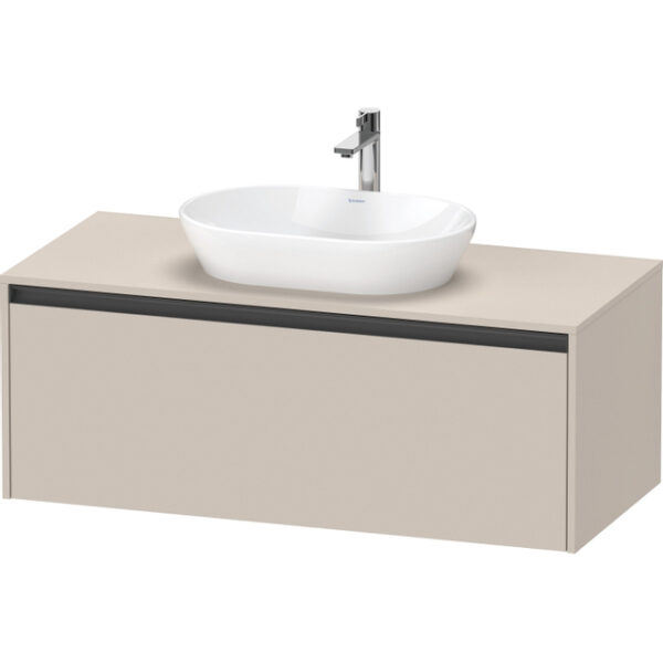 Duravit Ketho 2 wastafelonderbouwkast incl. consoleplaat met 1 lade 120x55x45.9cm met handgreep antraciet taupe mat K24887091910000