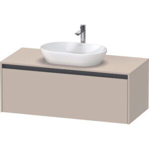 duravit ketho 2 wastafelonderbouwkast incl. consoleplaat met 1 lade 120x55x45.9cm met handgreep antraciet taupe supermat sw771787