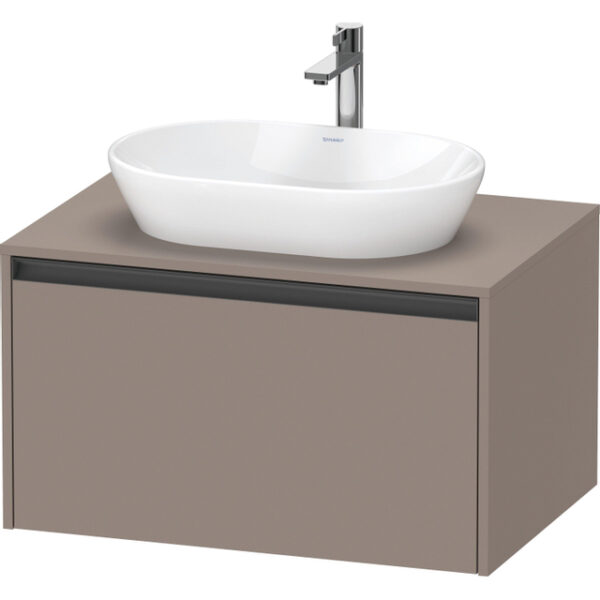 Duravit Ketho 2 wastafelonderbouwkast incl. consoleplaat met 1 lade 80x55x45.9cm met handgreep antraciet basalt mat K24885043430000