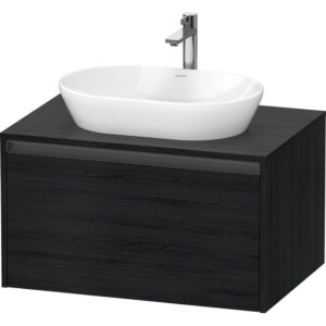 duravit ketho 2 wastafelonderbouwkast incl. consoleplaat met 1 lade 80x55x45.9cm met handgreep antraciet eiken zwart mat sw772842