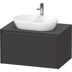 duravit ketho 2 wastafelonderbouwkast incl. consoleplaat met 1 lade 80x55x45.9cm met handgreep antraciet grafiet supermat sw772947