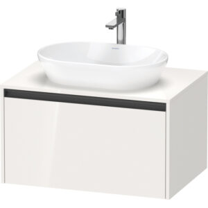 duravit ketho 2 wastafelonderbouwkast incl. consoleplaat met 1 lade 80x55x45.9cm met handgreep antraciet hoogglans wit sw772911