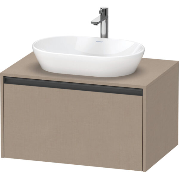 Duravit Ketho 2 wastafelonderbouwkast incl. consoleplaat met 1 lade 80x55x45.9cm met handgreep antraciet Linnen mat K24885075750000