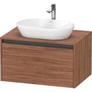 duravit ketho 2 wastafelonderbouwkast incl. consoleplaat met 1 lade 80x55x45.9cm met handgreep antraciet noten mat sw771917