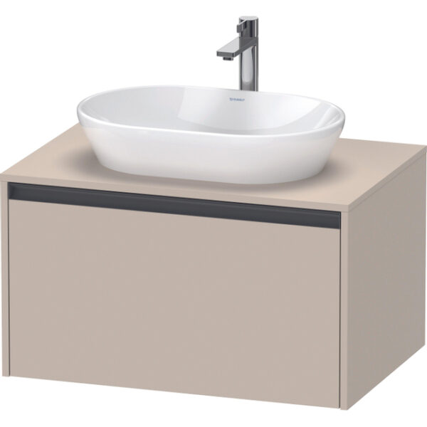 Duravit Ketho 2 wastafelonderbouwkast incl. consoleplaat met 1 lade 80x55x45.9cm met handgreep antraciet taupe supermat K24885083830000