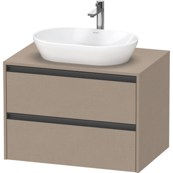 duravit ketho 2 wastafelonderbouwkast incl. consoleplaat met 1 lade 80x55x56.8cm met handgreep antraciet linnen mat sw773047