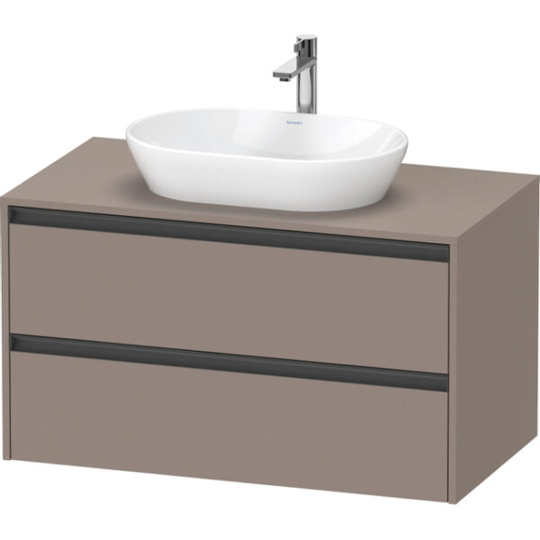 duravit ketho 2 wastafelonderbouwkast incl. consoleplaat met 2 laden 100x55x56.8cm met handgrepen antraciet basalt mat sw772655