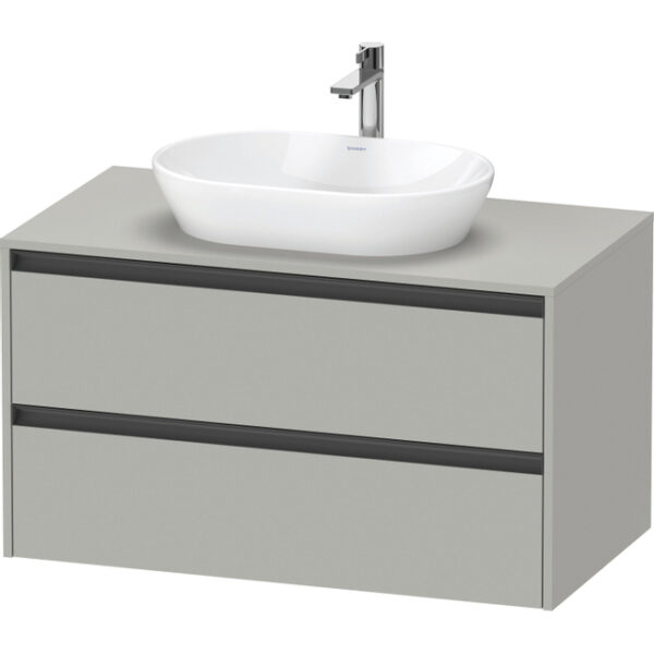 duravit ketho 2 wastafelonderbouwkast incl. consoleplaat met 2 laden 100x55x56.8cm met handgrepen antraciet betongrijs mat sw772666