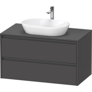 duravit ketho 2 wastafelonderbouwkast incl. consoleplaat met 2 laden 100x55x56.8cm met handgrepen antraciet grafiet mat sw772978