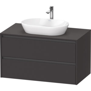 duravit ketho 2 wastafelonderbouwkast incl. consoleplaat met 2 laden 100x55x56.8cm met handgrepen antraciet grafiet supermat sw773090