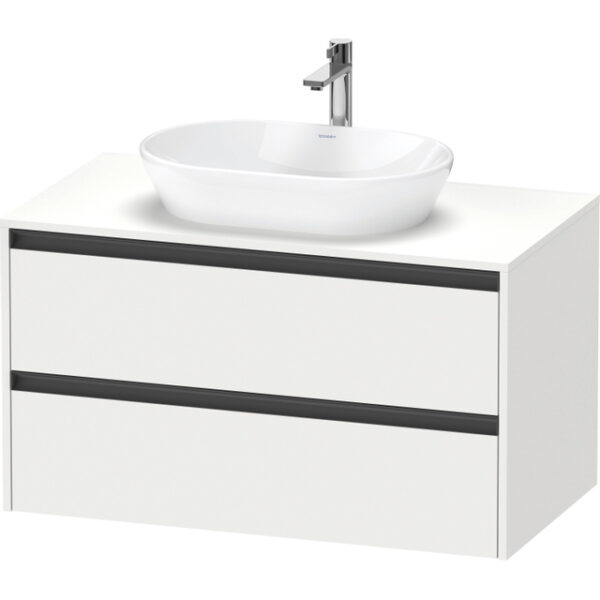 duravit ketho 2 wastafelonderbouwkast incl. consoleplaat met 2 laden 100x55x56.8cm met handgrepen antraciet wit mat sw772879