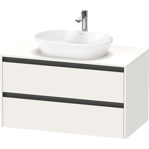 Duravit Ketho 2 wastafelonderbouwkast incl. consoleplaat met 2 laden 100x55x56.8cm met handgrepen antraciet wit supermat K24896084840000