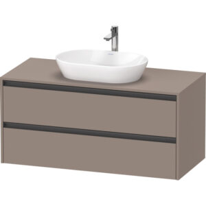 duravit ketho 2 wastafelonderbouwkast incl. consoleplaat met 2 laden 120x55x56.8cm met handgrepen antraciet basalt mat sw771984