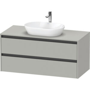 Duravit Ketho 2 wastafelonderbouwkast incl. consoleplaat met 2 laden 120x55x56.8cm met handgrepen antraciet betongrijs mat K24897007070000