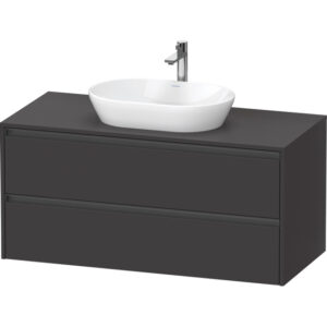 Duravit Ketho 2 wastafelonderbouwkast incl. consoleplaat met 2 laden 120x55x56.8cm met handgrepen antraciet grafiet supermat K24897080800000