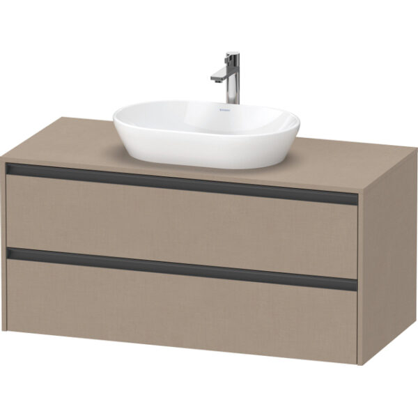 Duravit Ketho 2 wastafelonderbouwkast incl. consoleplaat met 2 laden 120x55x56.8cm met handgrepen antraciet Linnen mat K24897075750000