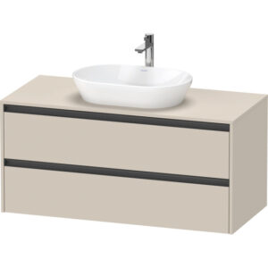 Duravit Ketho 2 wastafelonderbouwkast incl. consoleplaat met 2 laden 120x55x56.8cm met handgrepen antraciet taupe supermat K24897083830000