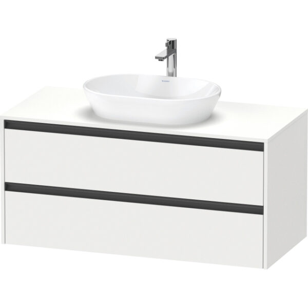 Duravit Ketho 2 wastafelonderbouwkast incl. consoleplaat met 2 laden 120x55x56.8cm met handgrepen antraciet wit mat K24897018180000