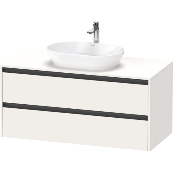 Duravit Ketho 2 wastafelonderbouwkast incl. consoleplaat met 2 laden 120x55x56.8cm met handgrepen antraciet wit supermat K24897084840000