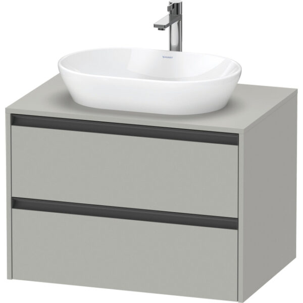 Duravit Ketho 2 wastafelonderbouwkast incl. consoleplaat met 2 laden 80x55x56.8cm met handgrepen antraciet betongrijs mat K24895007070000