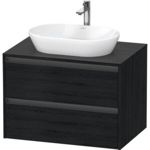 Duravit Ketho 2 wastafelonderbouwkast incl. consoleplaat met 2 laden 80x55x56.8cm met handgrepen antraciet eiken zwart mat K24895016160000